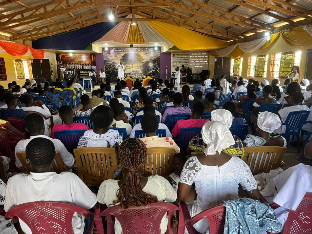 The congregation gathered in the sanctuary for a church service